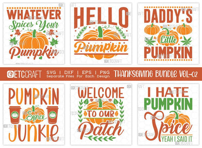 Thanksgiving SVG Bundle Vol-2 | Hello Pumpkin Svg | Autumn Svg | Fall Svg Bundle | Pumpkin Spice Svg | T-shirt Design SVG ETC Craft 