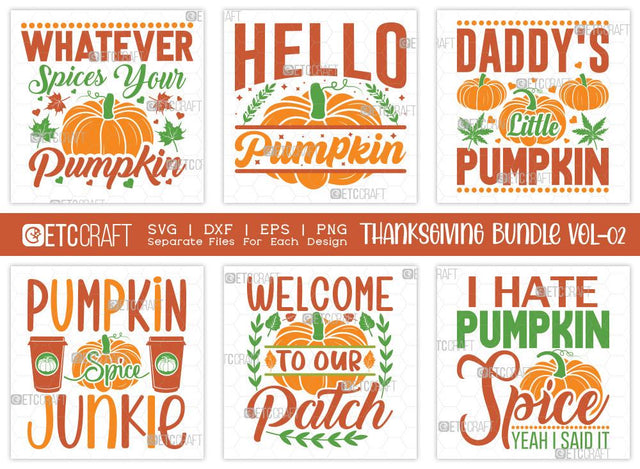 Thanksgiving SVG Bundle Vol-2 | Hello Pumpkin Svg | Autumn Svg | Fall Svg Bundle | Pumpkin Spice Svg | T-shirt Design SVG ETC Craft 