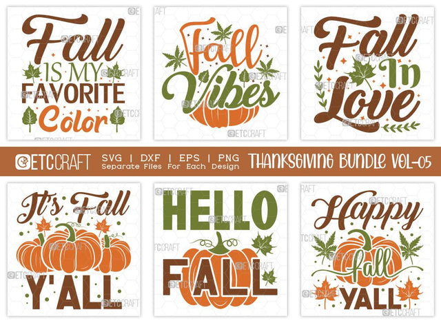 Thanksgiving SVG Bundle Vol-5 | Fall Vibes Svg | Pumpkin Svg | Autumn Svg | Fall Svg Bundle | Farm Fresh Svg | T-shirt Design SVG ETC Craft 