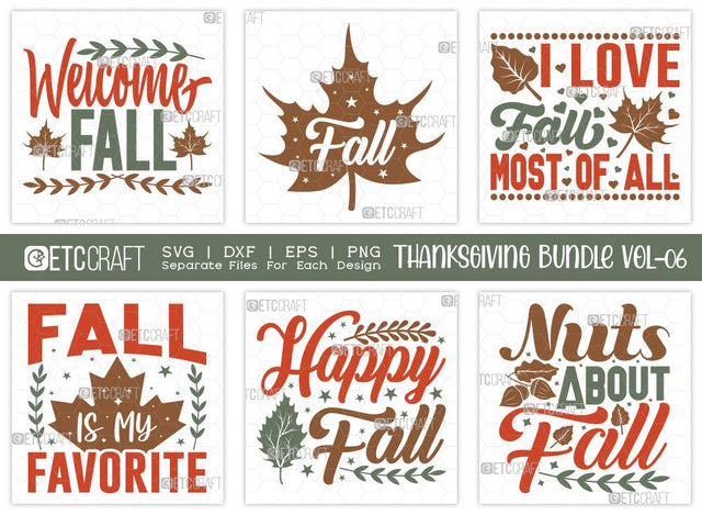 Thanksgiving SVG Bundle Vol-6 | Fall Svg Bundle | Fall Vibes Svg | Pumpkin Svg | Autumn Svg | Farm Fresh Svg | T-shirt Design SVG ETC Craft 