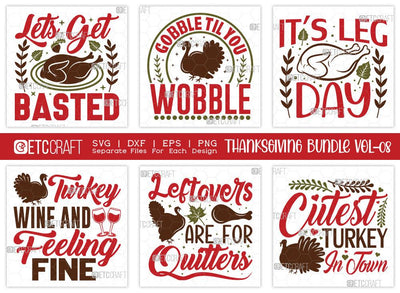 Thanksgiving SVG Bundle Vol-8 | It's Leg Day Svg | Turkey Day Svg | Be Thankful Svg | Autumn Svg | Give Thanks Svg | T-shirt Design SVG ETC Craft 