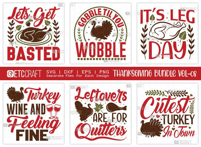 Thanksgiving SVG Bundle Vol-8 | It's Leg Day Svg | Turkey Day Svg | Be Thankful Svg | Autumn Svg | Give Thanks Svg | T-shirt Design SVG ETC Craft 