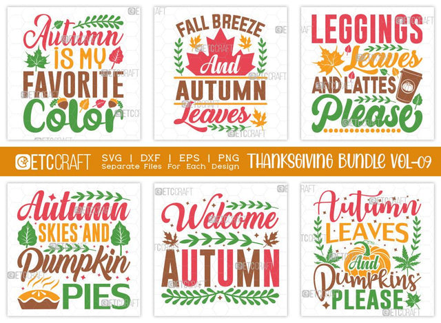 Thanksgiving SVG Bundle Vol-9 | Welcome Autumn Svg | Pumpkin Svg | Autumn Leaves Svg | Fall Svg Bundle | Farm Fresh Svg | T-shirt Design SVG ETC Craft 