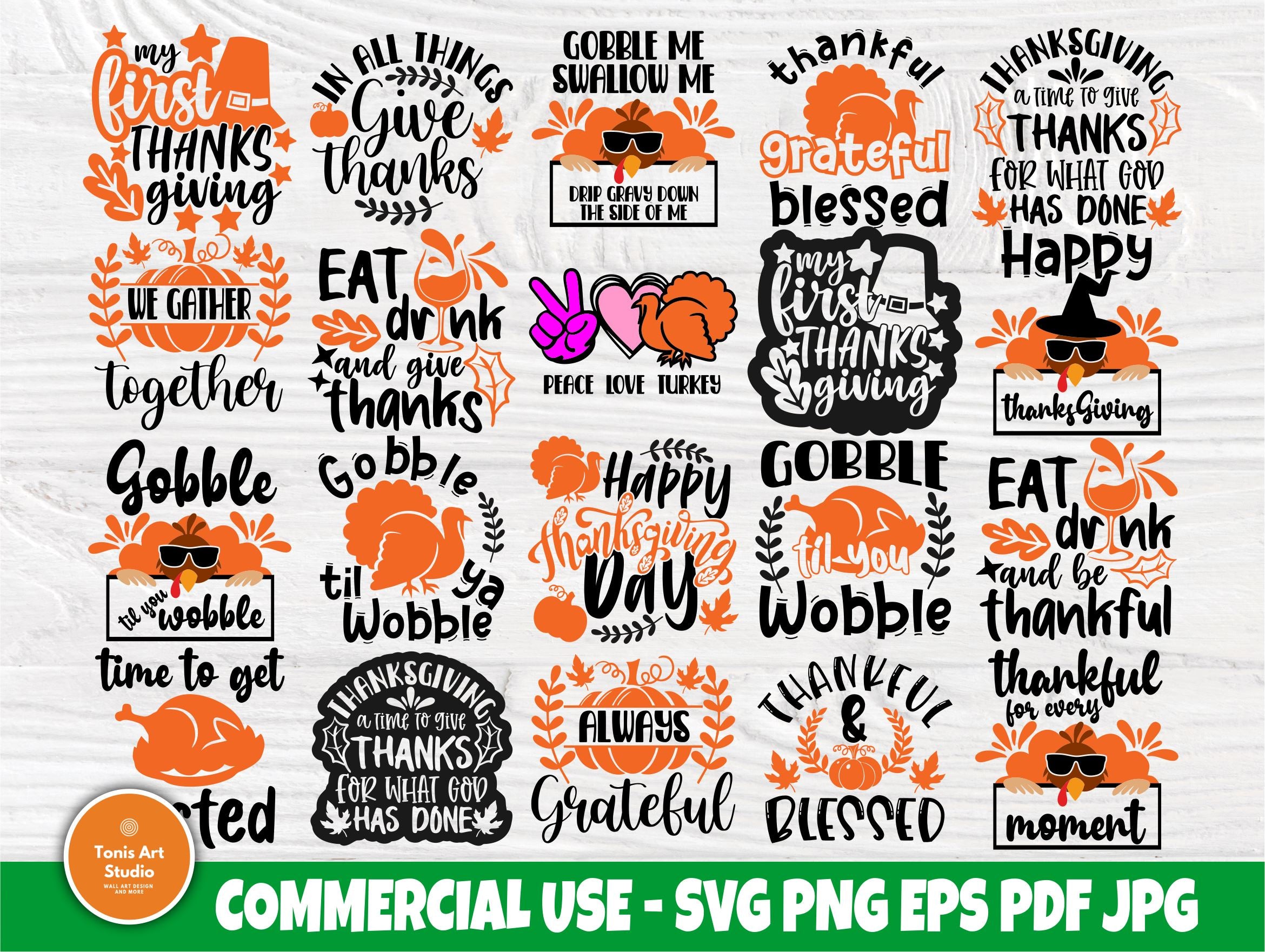 Thanksgiving SVG Cut Files, Thankful & Blessed Svg - So Fontsy