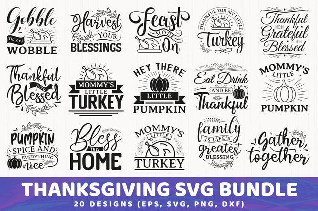 Thanksgiving SVG Design Bundle Vol 2, 20 Designs SVG futivesvg 