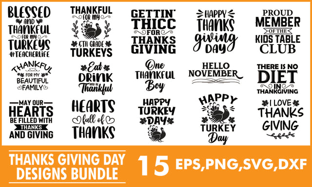Thanksgiving SVG Designs Bundle SVG PatternFeed8 