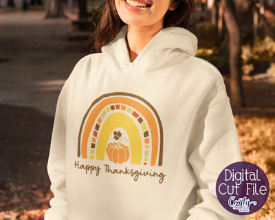Thanksgiving Svg, Fall Svg, Happy Thanksgiving Rainbow File SVG Crafty Mama Studios 