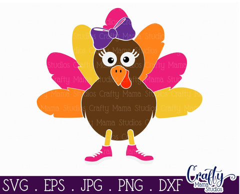 Thanksgiving Svg, Fall Svg, Turkey Svg, Girl Turkey Cut File SVG Crafty Mama Studios 