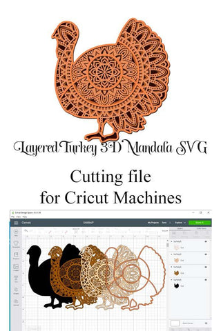 Thanksgiving SVG Layered Mandala Bundle - 5 designs, turkey, sunflower, maple leaf, pilgrim hat, pumpkin SVG Digital Honeybee 