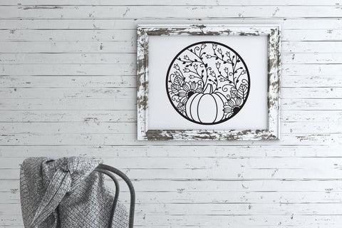Thanksgiving SVG, Sunflower SVG with Flowers, Pumpkin SVG Circle Ornament. SVG Elinorka 