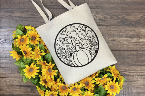 Thanksgiving SVG, Sunflower SVG with Flowers, Pumpkin SVG Circle Ornament. SVG Elinorka 