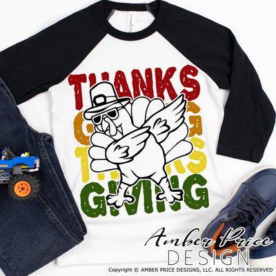 THANKSGIVING SVG with dabbing turkey | Kid's Thanksgiving SVG PNG DXF | Cute Fall SVGs for Boys & Girls SVG Amber Price Design 