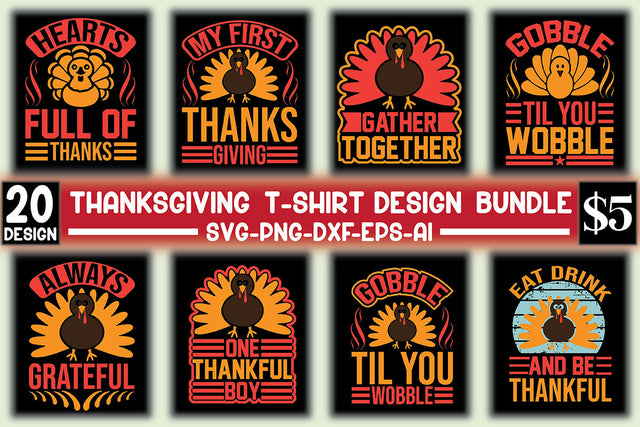 THANKSGIVING T-SHIRT DESIGN BUNDLE SVG SVGista 