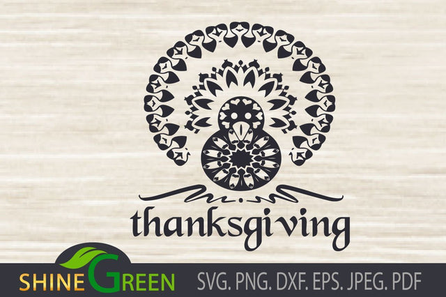 Thanksgiving Turkey Mandala SVG - Fall SVG Shine Green Art 