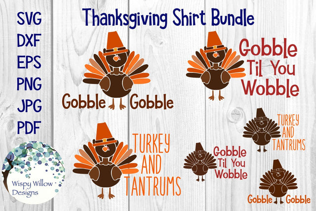 Thanksgiving Turkey Shirt Bundle SVG Wispy Willow Designs