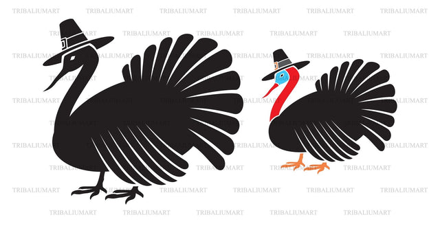 Thanksgiving turkey with pilgrim hat SVG TribaliumArtSF 