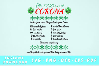 The 12 Days Of Corona SVG SVG HappyDesignStudio 