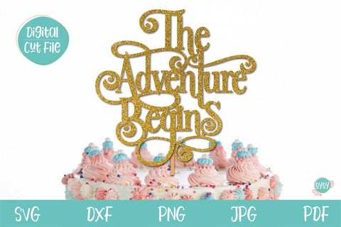 The Adventure Begins SVG | Wedding Cake Topper SVG | Wedding SVG SVG OyoyStudioDigitals 