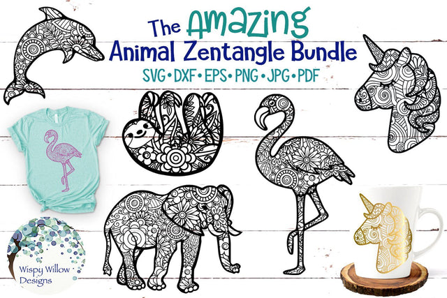 The Amazing Animal Zentangle SVG Bundle SVG Wispy Willow Designs
