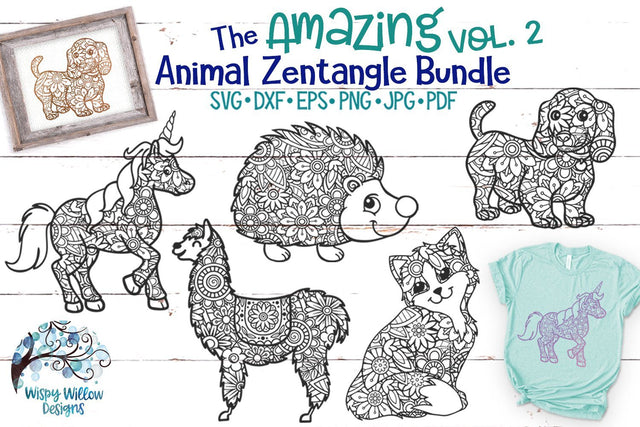 The Amazing Animal Zentangle Volume 2 SVG Bundle SVG Wispy Willow Designs 