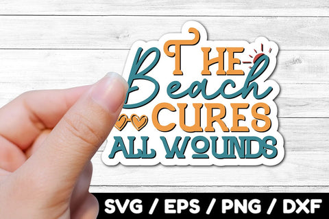 The beach cures all wounds Retro stickers SVG akazaddesign 