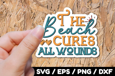 The beach cures all wounds Retro stickers SVG akazaddesign 