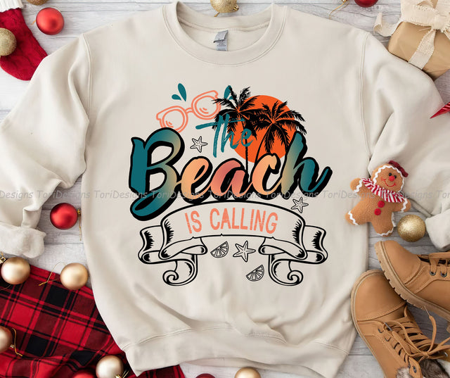 The Beach Is Calling Png Sublimation Design, Summer Beach Png, Tropical Summer Png, Sunset Png, Summer Palms Png Digital Downloads Sublimation ToriDesigns 