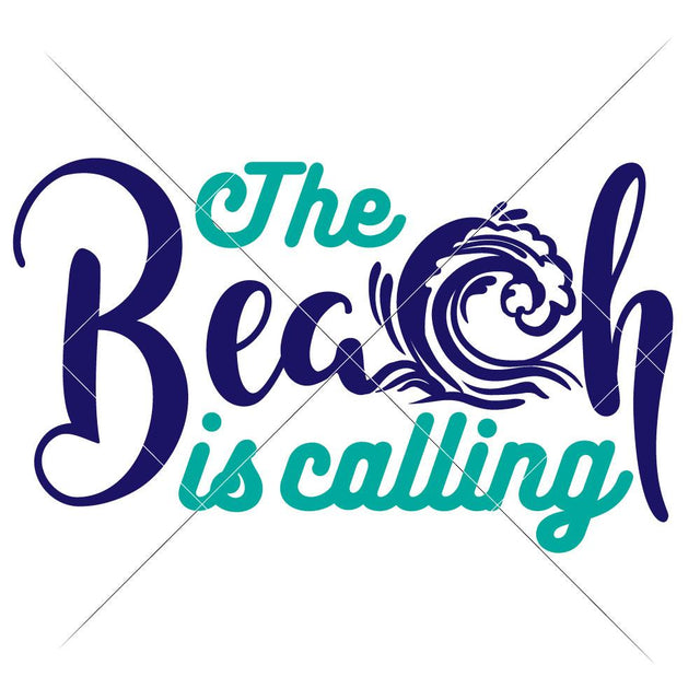 The Beach is calling with Wave - Summer Sea Ocean SVG Chameleon Cuttables 