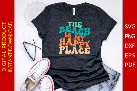 The Beach Is My Happy Place Retro Summer Vacation SVG PNG PDF Cut File SVG Creativedesigntee 