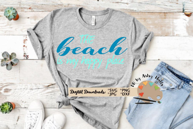 The beach is my happy place svg - Beach lover svg File for Ocean t-shirt - Ocean cup decal - Beach quote svg dxf SVG The Artsy Spot 