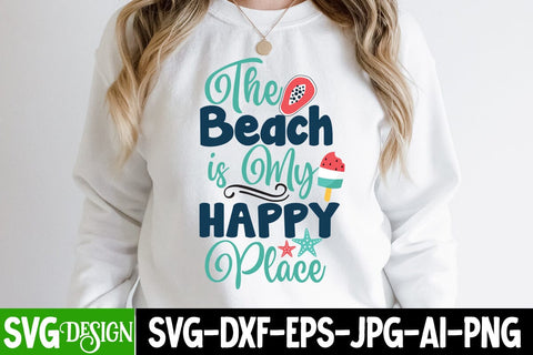 The Beach is My Happy Place SVG Cut File, The Beach is My Happy Place Sublimation Design SVG BlackCatsMedia 