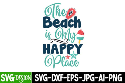 The Beach is My Happy Place SVG Cut File, The Beach is My Happy Place Sublimation Design SVG BlackCatsMedia 