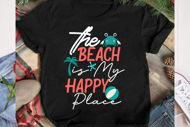 The Beach Is My Happy Place SVG Cut File,Aloha Summer SVG Design, Summer SVG Quotes, Summer Sublimation PNG,Funny Summer SVG Bundle,Summer SVG Bundle, Beach Quotes SVG BlackCatsMedia 