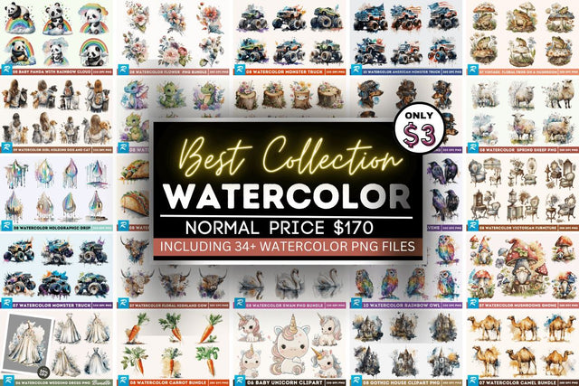 The Best Collection Watercolor Big Bundle Sublimation Regulrcrative 