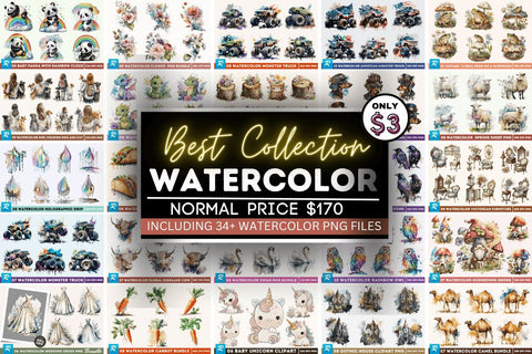 The Best Collection Watercolor Big Bundle Sublimation Regulrcrative 
