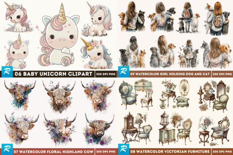 The Best Collection Watercolor Big Bundle Sublimation Regulrcrative 