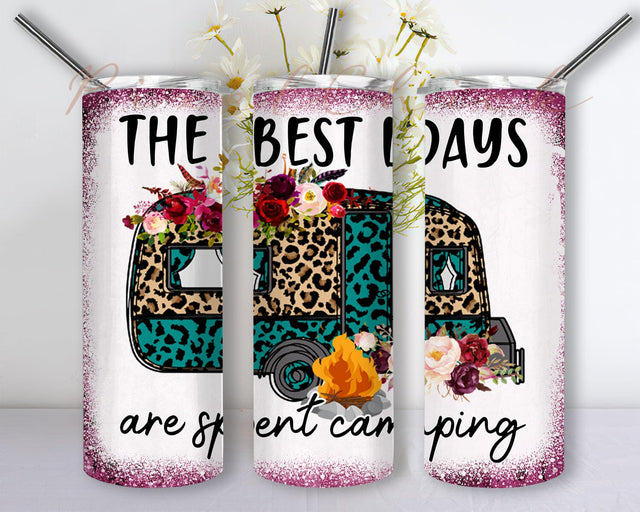 The Best Days Are Spent Camping 20oz Skinny Tumbler Png, Camper Tumbler Png, Camp Png, Floral Leopard Tumbler, Travel Png, Truck Leopard Png Sublimation PixelChick 