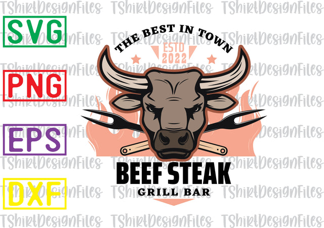 The Best in Town Beef Steak Grill Bar Svg, Barbecue Quotes Svg, BBQ Svg, Grill Svg, BBQ Timer Svg, Grill Master Svg, Png, Eps, Dxf Files SVG DesignTShirt 