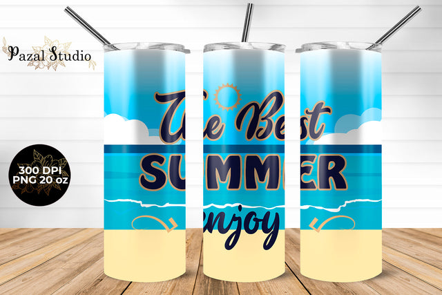 The Best Summer Enjoy Skinny Tumbler Wrap Design 20 oz Sublimation Pazal Studio 