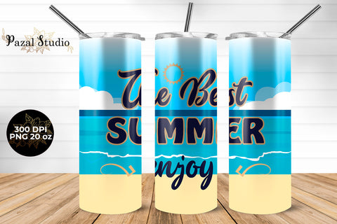 The Best Summer Enjoy Skinny Tumbler Wrap Design 20 oz Sublimation Pazal Studio 