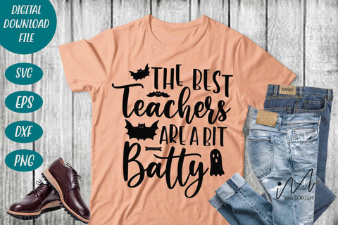 The Best Teachers are a Bit Batty svg, Halloween teacher svg, cool teacher svg SVG Isabella Machell 
