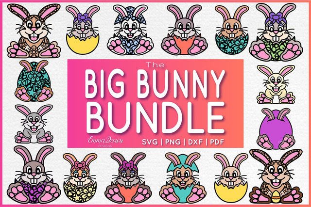 The Big Bunny SVG Bundle, Cute Bunny Rabbit SVG Bundle SVG Emma Dawn Designs 