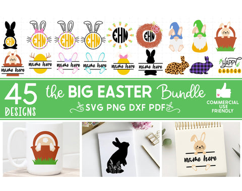 The big Easter Bundle SVG,easter monogram frames,bunny gnome SVG Redearth and gumtrees 