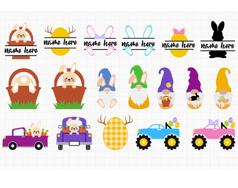 The big Easter Bundle SVG,easter monogram frames,bunny gnome SVG Redearth and gumtrees 