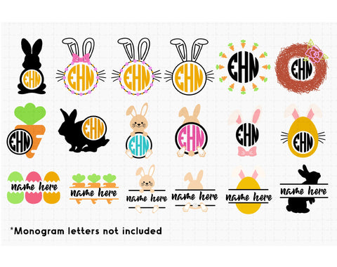 The big Easter Bundle SVG,easter monogram frames,bunny gnome SVG Redearth and gumtrees 