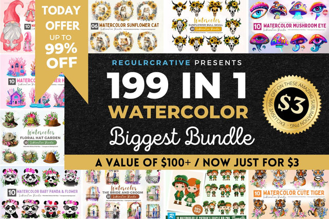 The Biggest Watercolor Big Bundle Sublimation Regulrcrative 