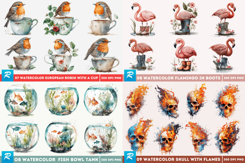 The Biggest Watercolor PNG Bundle Sublimation Regulrcrative 