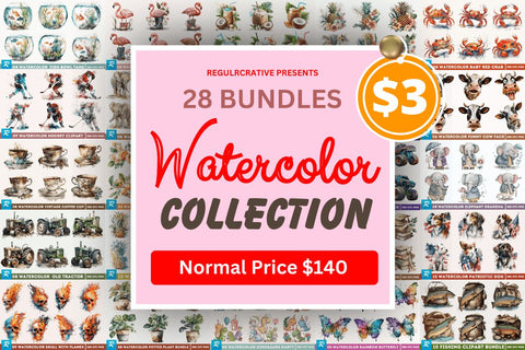 The Biggest Watercolor PNG Bundle Sublimation Regulrcrative 