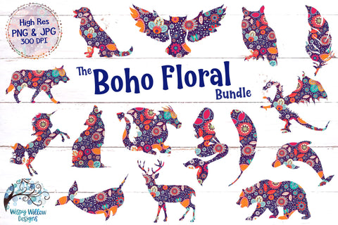 The Boho Floral Bundle | PNG | Sublimation | Clip art Sublimation Wispy Willow Designs 