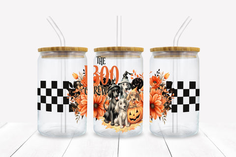 The Boo Crew Halloween 16 oz Glass Can Sublimation Wrap Sublimation BijouBay 